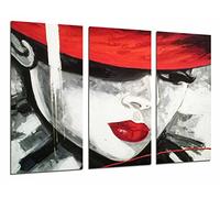 Quadro su Legno, Cappello Donna e Labbra Rosse, Pittura Nostalgia, 97 x 62cm, Stampa in qualita Fotografica. Ref. 26840