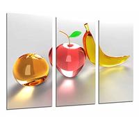 Quadro Su Legno, Composizione Frutta Banana, mela, vetro arancione, 97 x 62cm, Stampa in qualita fotografica. Ref. 26891