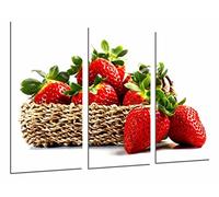 Quadro su Legno, Cucina, Negozio di Frutta, Frutta Fragole sopra Bianco, 97 x 62cm, Stampa in qualita Fotografica. Ref. 26968