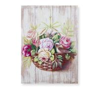 Quadro su legno decorativo Shabby Chic Nuvole di Stoffa cesto di fiori 6711