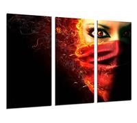 Quadro Su Legno, Donna, Arte astratta, Occhi infuocati, 97 x 62cm, Stampa in qualita fotografica. Ref. 26492