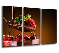 Quadro su Legno, Fragole Dessert con Cioccolato, 97 x 62cm, Stampa in qualita Fotografica. Ref. 26262