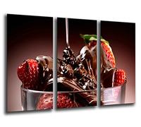 Quadro su Legno, Fragole Dessert con Cioccolato, 97 x 62cm, Stampa in qualita Fotografica. Ref. 26263