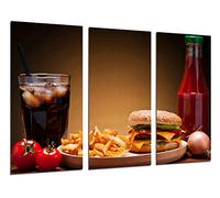 Quadro su Legno, Hamburger, cibi e Bevande, 97 x 62cm, Stampa in qualita Fotografica. Ref. 26487