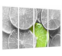 Quadro Su Legno, Limone bianco e nero originale, frutta verde, 131 x 62cm, Stampa in qualita fotografica. Ref. 26879
