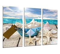 Quadro Su Legno, Paesaggio del mare dell'annata, conchiglie, conchiglie, spiaggia, sabbia, 97 x 62cm, Stampa in qualita fotografica. Ref. 26482