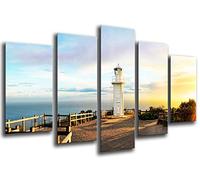 Quadro Su Legno, Paesaggio faro nel mare, 165 x 62cm, Stampa in qualita fotografica. Ref. 26431