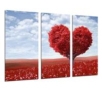 Quadro su Legno, Paesaggio Prairie Tree Heart Red, 97 x 62cm, Stampa in qualita Fotografica. Ref. 26538