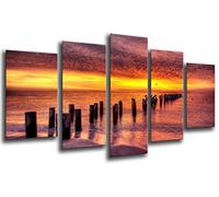 Quadro Su Legno, Paesaggio Tramonto sul mare, 165 x 62cm, Stampa in qualita fotografica. Ref. 26125