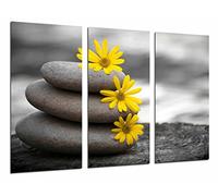 Quadro Su Legno, Paesaggio Zen, Relax, Pietre e Fiori, 97 x 62cm, Stampa in qualita fotografica. Ref. 26635
