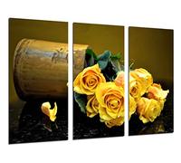 Quadro su Legno, Rose Gialle d'Annata Floreali, 97 x 62cm, Stampa in qualita Fotografica. Ref. 26367