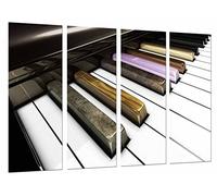 Quadro Su Legno, Tasti di pianoforte, decorazioni musicali Touch Color, 131 x 62cm, Stampa in qualita fotografica. Ref. 26766