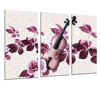 Quadro Su Legno, Violino e rosa, decorazione viola, 97 x 62cm, Stampa in qualita fotografica. Ref. 26760