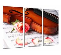 Quadro su Legno, Violino Rosa e Spartiti, Decorazione di Romaica, 97 x 62cm, Stampa in qualita Fotografica. Ref. 26758