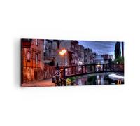 Quadro su Tela 100x40cm Architettura Centro storico Città Fiume Stampe Murale