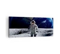 Quadro su Tela 100x40cm Astronauta Luna Terra spazio Stampe Immagini Murale