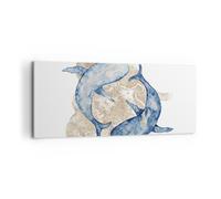 Quadro su Tela 100x40cm Balena acquerello oro Stampe Immagini Quadri Murale