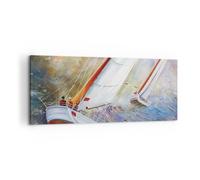 Quadro su Tela 100x40cm Barca a vela immagine regata Stampe Immagini Murale