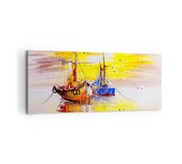 Quadro su Tela 100x40cm Barche sole mare viaggi Stampe Immagini Quadri Murale