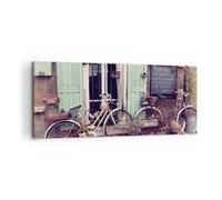 Quadro su Tela 100x40cm Biciclette Vintage Tenement Stampe Immagini Murale