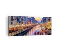 Quadro su Tela 100x40cm Canale Grande Serata Stampe Immagini Quadri Murale