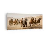 Quadro su Tela 100x40cm Cavalli Deserto Dune Stampe Immagini Quadri Murale