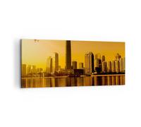 Quadro su Tela 100x40cm Città agglomerato fiume aereo Stampe Immagini Murale