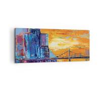Quadro su Tela 100x40cm Città Ponte Impasto Stampe Immagini Quadri Murale