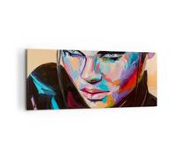 Quadro su Tela 100x40cm Donna emozioni faccia multicolore Stampe Immagini Murale
