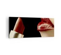 Quadro su Tela 100x40cm Donna labbra rosse rossetto faccia Stampe Murale