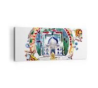 Quadro su Tela 100x40cm Elefanti India Religione cultura Stampe Immagini Murale