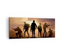 Quadro su Tela 100x40cm Esercito Armi Sole militare Stampe Immagini Murale