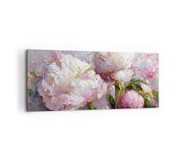 Quadro su Tela 100x40cm Fiori Peonie Classicismo Stampe Immagini Quadri Murale