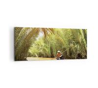 Quadro su Tela 100x40cm Fiume Mekong Łódź Stampe Immagini Quadri Moderni Murale