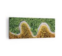 Quadro su Tela 100x40cm Fotografia aerea modo foresta Stampe Immagini Murale