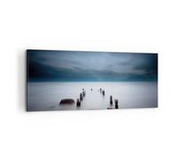 Quadro su Tela 100x40cm Frangiflutti Nebbia Notte Stampe Immagini Quadri Murale