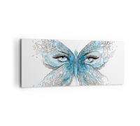 Quadro su Tela 100x40cm illustrazione fronte farfalla ciglio Stampe Murale