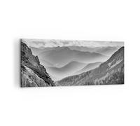 Quadro su Tela 100x40cm In bianco e nero paesaggio montagne Stampe Murale