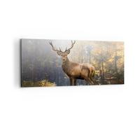 Quadro su Tela 100x40cm Luce cervo foresta Stampe Immagini Quadri Moderni Murale