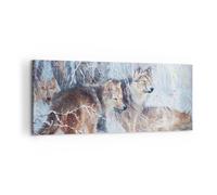 Quadro su Tela 100x40cm lupo animale foresta Stampe Immagini Quadri Murale