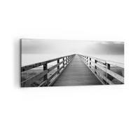 Quadro su Tela 100x40cm Molo Prospettiva In Bianco E Nero Stampe Immagini Murale