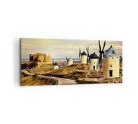 Quadro su Tela 100x40cm Mulino a vento andalusia paesaggio Stampe Murale