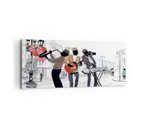 Quadro su Tela 100x40cm Stampe da Parete Musica Strumenti Via città Grandi Decorazione Murale Camera da Letto Cucina 1 pezzo Quadri Moderni Soggiorno Grafica Immagini Wall Art Canvas AB100x40-2933