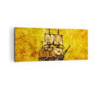 Quadro su Tela 100x40cm Nave pirata oceano tesoro Stampe Immagini Quadri Murale