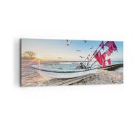 Quadro su Tela 100x40cm Łódź Costa Gabbiani Stampe Immagini Quadri Murale