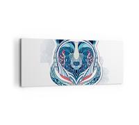 Quadro su Tela 100x40cm Orso illustrazione sogno fiorito Stampe Immagini Murale