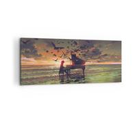 Quadro su Tela 100x40cm piano musica Stampe Immagini Quadri Moderni Murale