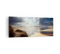 Quadro su Tela 100x40cm Spiaggia Mare Dune Stampe Immagini Quadri Moderni Murale