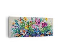 Quadro su Tela 100x40cm Stampe da Parete Fiori I Colori Impasto Grandi Decorazione Murale Camera da Letto Cucina 1 pezzo Quadri Moderni Soggiorno Grafica Immagini Wall Art Canvas AB100x40-4521