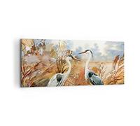 Quadro su Tela 100x40cm Stampe da Parete Gru uccelli autunno Grandi Decorazione Murale Camera da Letto Cucina 1 pezzo Quadri Moderni Soggiorno Grafica Immagini Wall Art Canvas AB100x40-5077